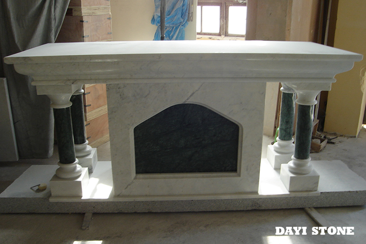 Fireplace White Marble + Green Marble